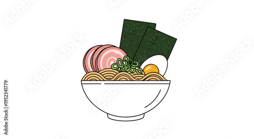 Delicious Bowl of Ramen Noodles with Toppings 1.