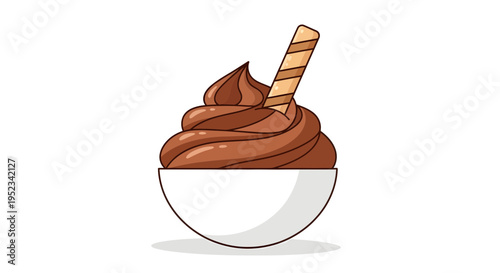 Delicious Chocolate Ice Cream Dessert with Wafer Stick.