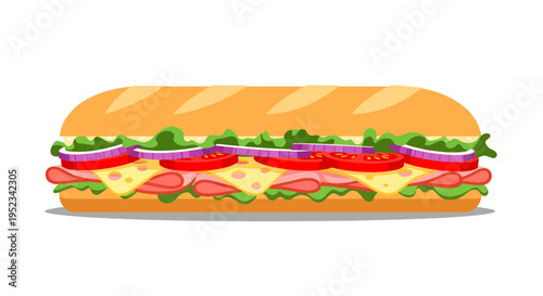 Delicious Long Sandwich Filled With Fresh Ingredients.