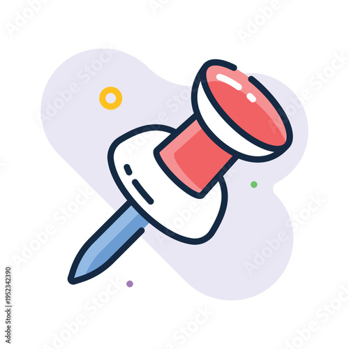 Easy to edit outline icon of push pin office stationery