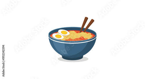 Delicious Ramen Bowl with Egg and Chopsticks.