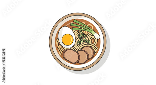 Delicious Ramen Bowl with Egg and Pork Slices.