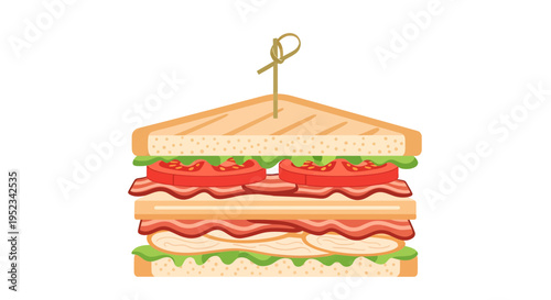 Delicious Triple Layer Club Sandwich with Bacon and Turkey.