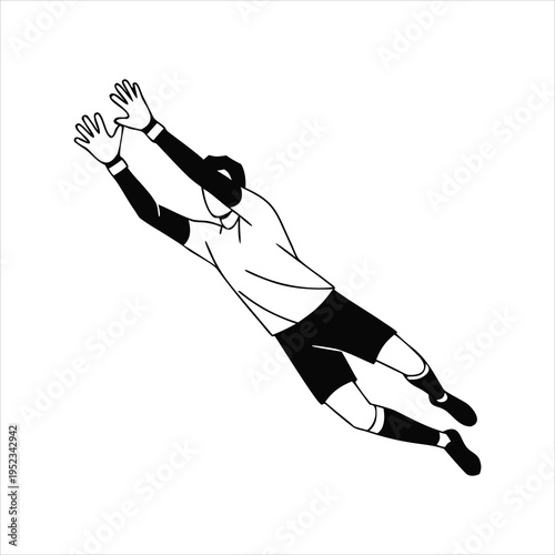 Goalkeeper Silhouette Vector Illustration – Soccer Goalie High Jump Ball Catch Pose
