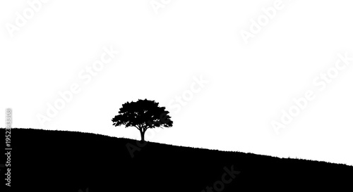 A tree standing alone on hill.