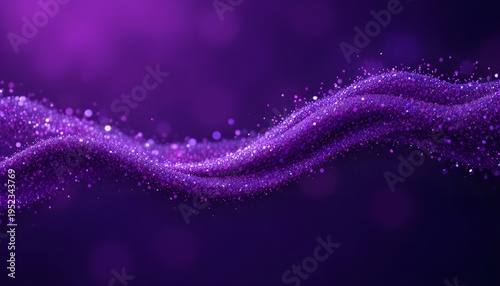Purple background with flowing glitter wave, shimmering texture, and elegant sparkling abstract design
