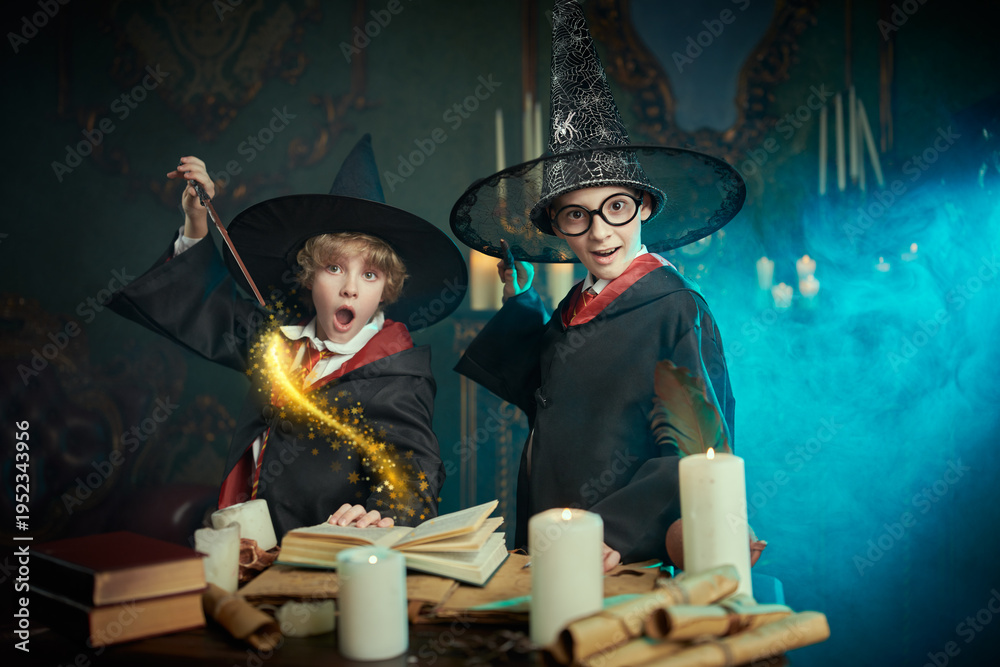 Fototapeta premium Two boys wizards
