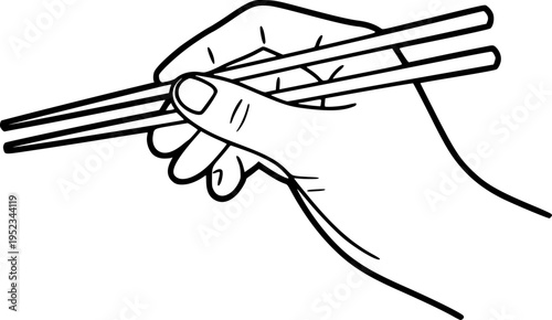 Hand Holding Chopsticks For Eating Asian Food Line