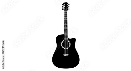 Black Acoustic Guitar Instrument Closeup.