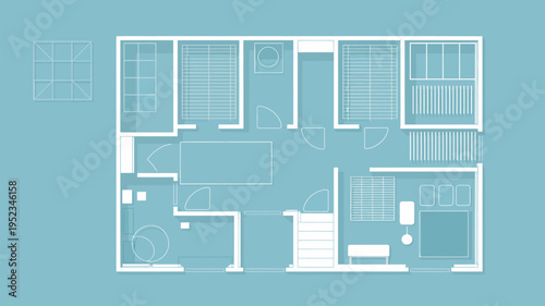 A detailed architectural floor plan of a modern home with various rooms and spaces