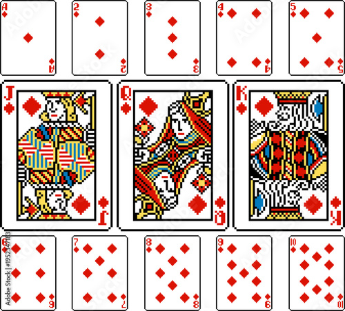 A pixel art playing cards d...
