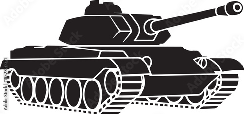  Need Silhouette Simple outline drawing of a military tank with tracks and cannon no Background