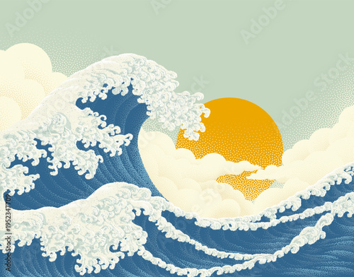 A Japanese style great wave...