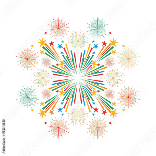 Colorful Bursting Fireworks Display Celebration.