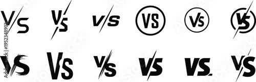 Versus Logos: A collection of various Vs logos in a row for design.