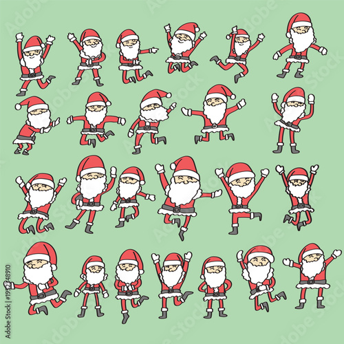 set of Santa claus in action illustration vector isolated on white background