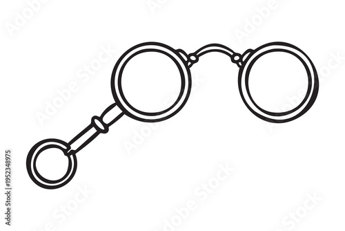 Lorgnette opera glasses with handle retro accessory line art monochrome hand drawn