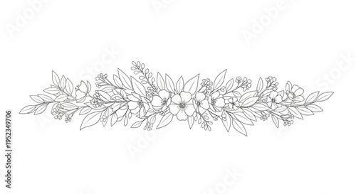 Detailed illustration of floral leafy branch.