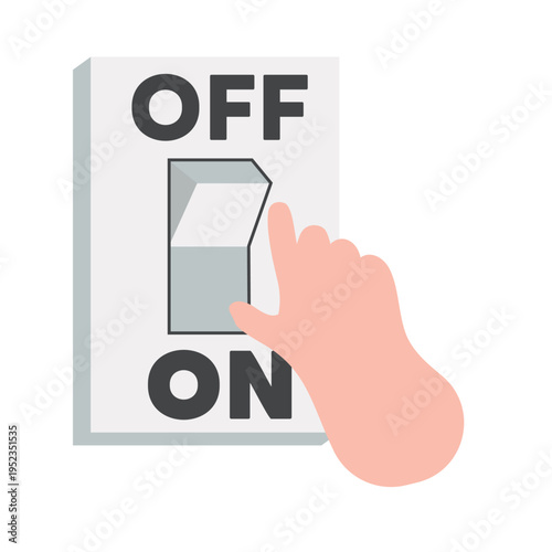 Hand Turning Off Light Switch Energy Saving