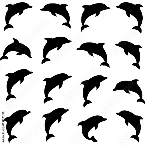 Playful Dolphins Silhouette: A captivating design showcasing the graceful silhouette of dolphins leaping, representing freedom and marine life.
