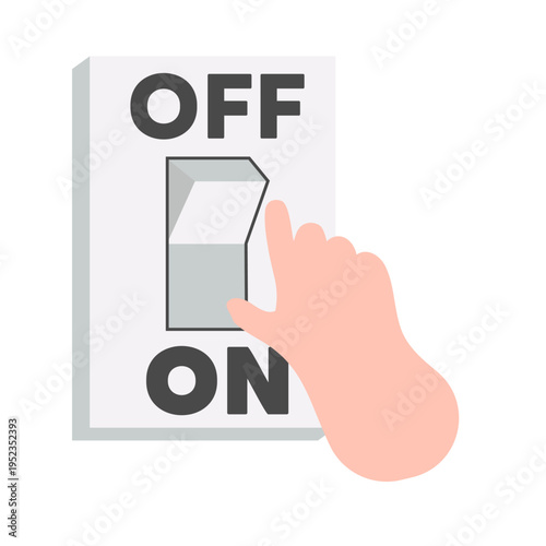 Hand Turning Off Light Switch Energy Saving