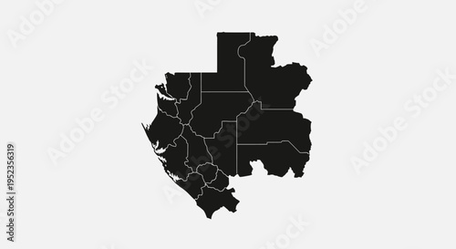 Gabon Map Silhouette - Black Outline of Gabon Country Map on White Background
