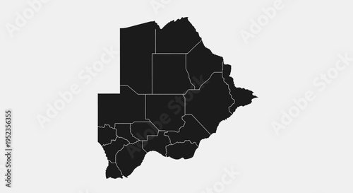 Botswana Map Silhouette - Black Outline on White Background