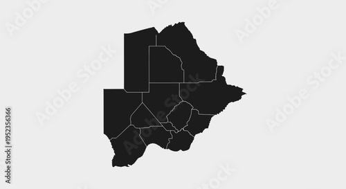 Botswana Map Silhouette - Dark Outline on Light Grey Background