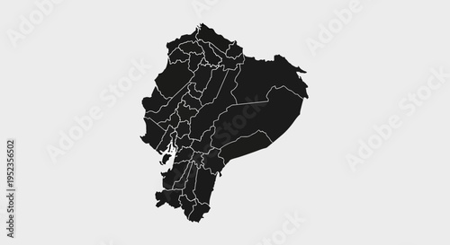 Ecuador Map Silhouette with Provinces - Vector Illustration