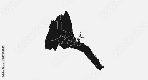 Eritrea Map Silhouette - Black Outline on White Background