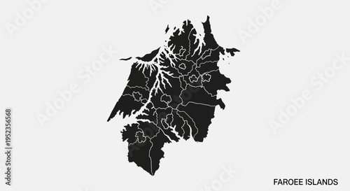 Faroe Islands Map Silhouette - Black and White Geographic Outline
