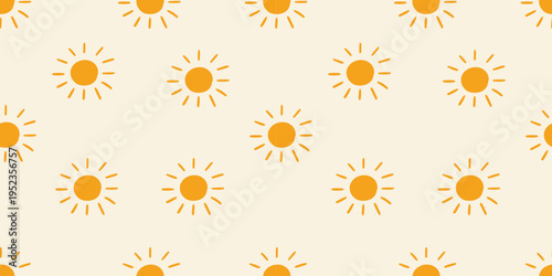 Seamless pattern with bright suns on a light background