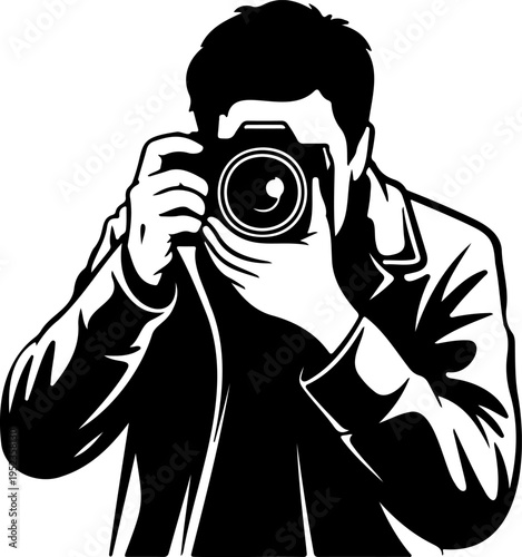 Man Photographer Portrait Camera Shooting
