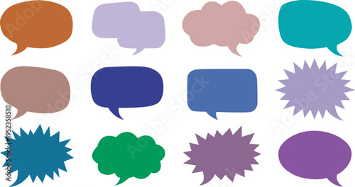 A collection of colorful speech bubbles in various shapes and sizes on a white background for use in digital communication and design  victor illustration