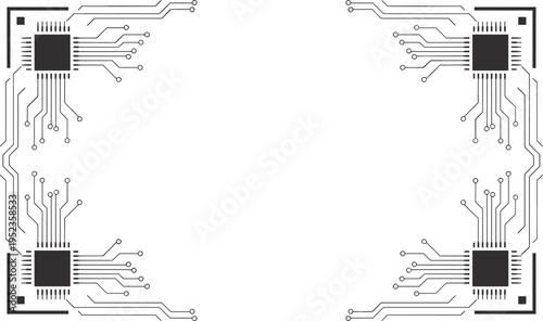 Electronic circuit board frame with four microchip processors