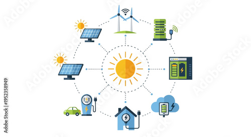 Set of 9 eco friendly energy icons vector