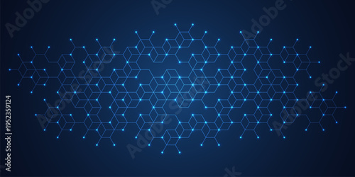 Abstract technology background with a geometric pattern of hexagon shapes. Graphic design element