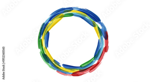 Abstract colorful brush stroke circle symbolizing unity creativity and global