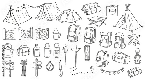 Camping gear and accessories for outdoor adventures with friends in nature