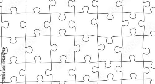 A completed jigsaw puzzle lies flat on a surface with pieces interconnected.