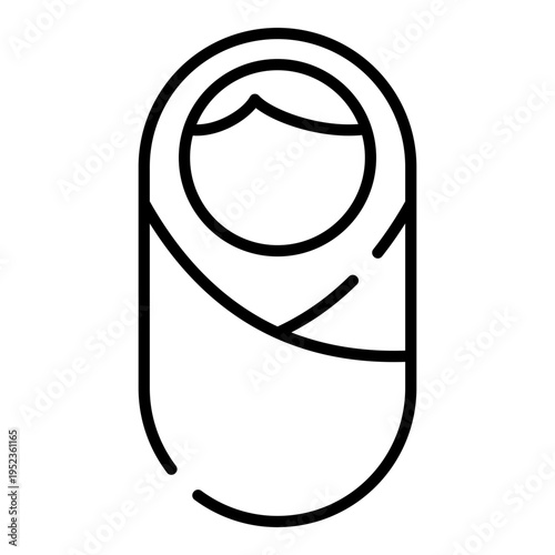 Baby swaddle black line icon