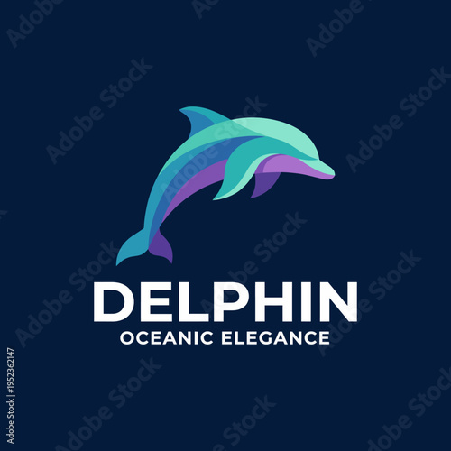 A graceful and colorful dolphin logo design, embodying elegance and intelligence, suitable for brands focused on marine life, tourism, or aquatic activities.