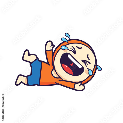 Crying Child Cartoon Character Falling Down