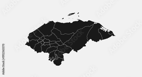 Honduras Map Silhouette - Black and White Vector Illustration