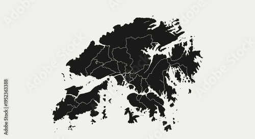 Hong Kong Map Silhouette - Black Outline on White Background