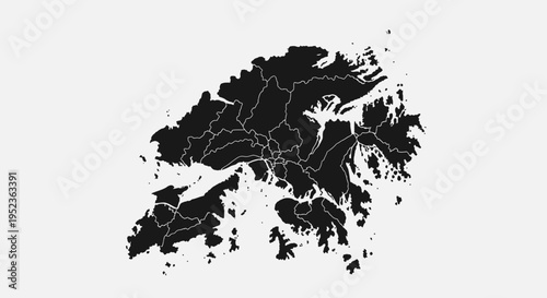 Hong Kong Map Silhouette - Administrative Divisions