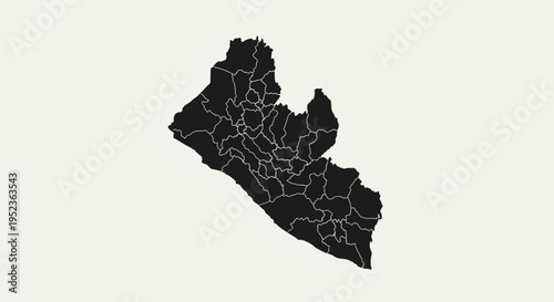 Liberia map outline with internal divisions, black silhouette on a light background.