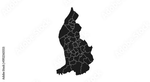 Liechtenstein Map Outline with Internal Borders - Black and White Vector Graphic