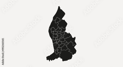 Liechtenstein Map Silhouette with Internal Borders - Black and White