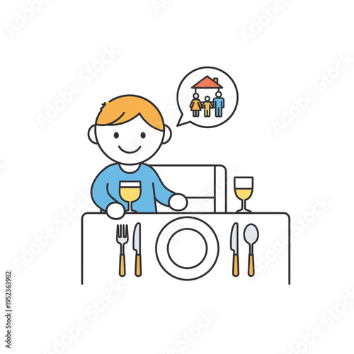 Man sitting at a table thinking about family.